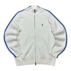 (即納) ポロラルフローレン ブル?ー?ラ?イン 白 ツーウェイ ジップアップ