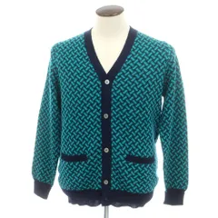 【新品】ドルモア DRUMOHR カシミヤ ビスコッティ柄 カーディガン ネイビーxブルーグリーン【サイズ50】【メンズ】