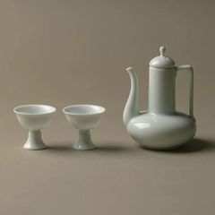 古越龍山 紹興酒 酒器セット 徳利1+酒杯2 青磁 ロゴ入り 箱入り未使用 