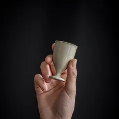 新品未使用 草木灰 陶磁 茶杯 2点セット（高台付き）CJ386
