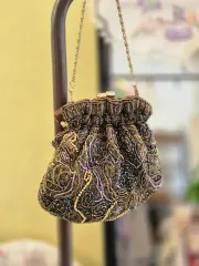 ヴィンテージビーズ装飾チェーンショルダーバッグ