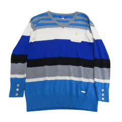 美品 BLUE LABEL CRESTBRIDGE ブルーレーベルクレストブリッジ ボーダー ポケット ウール ニット セーター 38 マルチカラー レディース 古着 中古 USED