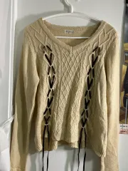 axes femme レースアップ ニット カーディガン