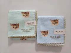 ポール＆ジョー 猫 プリント ハンカチ - グリーン