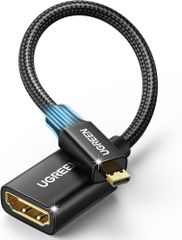 UGREEN Micro HDMI延長ケーブル Micro HDMI to HDMI変換アダプター micro-hdmi hdmi 変換 3D 4K 60Hz カメラ Gopro Yoga 対応 ナイロン編み ブラック 25cm