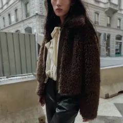 ザラ ロングフェイク シアリングショートコート xs