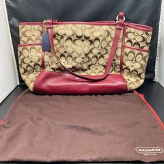 良品】コーチ 2WAYバッグ A4収納可 通勤 通学 大容量 レザー ベージュ 