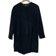 S Max Mara(マックスマーラ) コート サイズI 40 レディース美品  - ダークネイビー 長袖/スエード/秋/冬