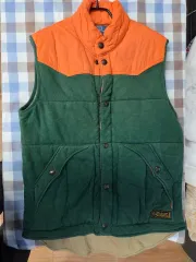 バスト100) ポロラルフローレン グリーン/オレンジ ダウン ベスト
