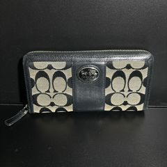 COACH長財布シグネチャーデニムジャガード.ストライブ.ブルー男女兼用