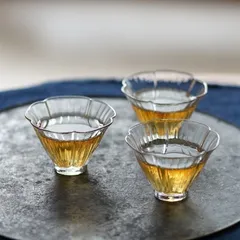 新品未使用 ガラス製 輪花杯 3点セットCJ573