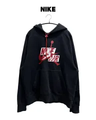 (XL) NIKE ジョーダン プリンティング フード Tシャツ ブラック/レッド