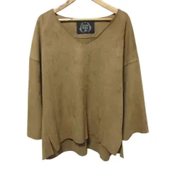 美品 Natural VINTAGE GOA ナチュラルビンテージゴア フェイクスエード Vネック カットソー サイズF ブラウン レディース 古着 中古 USED