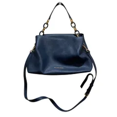 良品 MICHAEL KORS マイケルコース サフィアーノレザー 2WAY ハンドバッグ ショルダーバッグ ネイビー レディース 古着 中古 USED
