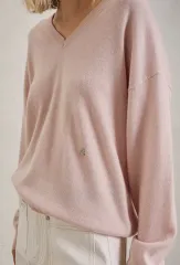 アーティッド プレミアム カシミア Vネック Tシャツ (ライトピンク)