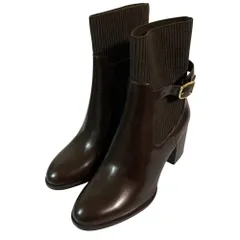 新品同様 ZARA ザラ キャンキーヒール ショートブーツ サイズ38 約24cm ブラウン レディース 古着 中古 USED