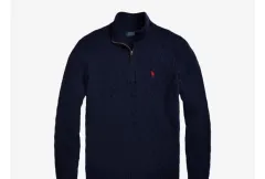 ポロラルフローレン ネイビー ケーブル ニット ジップアップ
