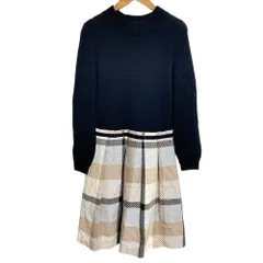 良品 BLUE LABEL CRESTBRIDGE ブルーレーベルクレストブリッジ ニットドッキングワンピース 38 ネイビー レディース 古着 中古 USED