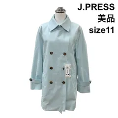 ◇ 美品 ジェイプレス J.PRESS スプリングコート 長袖 トレンチコート 撥水加工 ミドル丈 水色 綿 11 M～L レディース Z6B885のサムネイル
