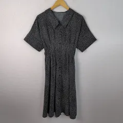 SENSE OF PLACE by URBAN RESEARCH ワンピース 総柄 ドット ブラック COMPACTサイズ レディース 古着 レトロ シンプル