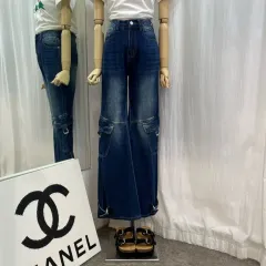 ハイウエストカーゴパンツ ブーツカットパンツ ベルトパンツ デニムパンツ