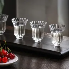 新品未使用 ガラス製 茶杯 花形 3点セット（耐熱）CJ608