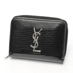 サンローラン / SAINT LAURENT　カサンドラ マトラッセ コンパクト ジップアラウンド ウォレット　403964/403723　リザード型押レザ－　ブラック 【中古】