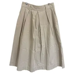 美品 MARGARET HOWELL マーガレットハウエル COTTON TWILL コットンツイル ミモレ丈 タック スカート 3 ライトベージュ レディース 古着 中古 USED