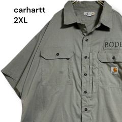 ヴィンテージ　古着　カーハート carhartt ワークシャツ　大きいサイズ　2XL haiti製　半袖　オーバーサイズ　シャツ　メンズ　BODE 刺繍　●棚番号T-0