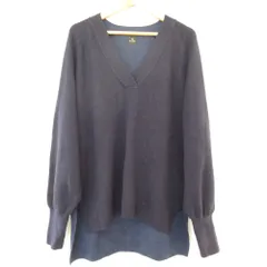 美品 PS Paul Smith ピーエスポールスミス Vネック 長袖 ニット プルオーバー セーター Mサイズ ネイビー レディース 古着 中古 USED