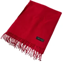 美品 LANVIN COLLECTION ランバンコレクション フリンジ ロングマフラー ストール レッド レディース 古着 中古 USED