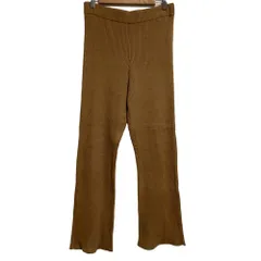 良品 SLOW 23区 スロウ ニジュウサンク リブニット ロングパンツ サイズ38 キャメル レディース 古着 中古 USED