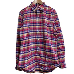 美品 RALPH LAUREN ラルフローレン チェックボタンダウン オックスフォード シャツ サイズS レッド メンズ 古着 中古 USED