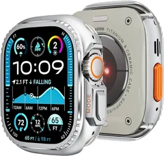 for Apple Watch Ultra 2/Ultraケース 49mm 亜鉛合金素材 アップルウォッチウルトラバンパー アップルウォッチウルトラカバー+背面ケースの2 in 1デザイン 防傷 耐衝撃 Apple Watchアクセサリー(49mm,シルバー)