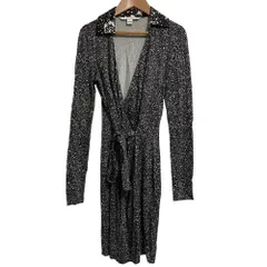 美品 DIANE von FURSTENBERG ダイアンフォンファステンバーグ シルク カシュクールワンピース ラップドレス サイズ0 ブラック レディース 古着 中古 USED