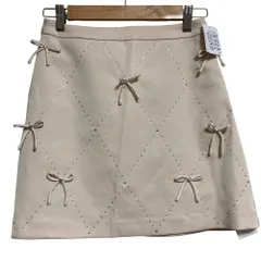 未使用 24SS LILY BROWN リリーブラウン リボン ラインストーンスカート サイズ0 ベージュ レディース 古着 中古 USED