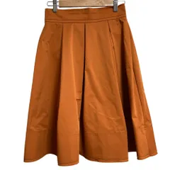 美品 FOXEY NEW YORK フォクシーニューヨーク グログランフルタックスカート 28334 サイズ40 オレンジ レディース 古着 中古 USED