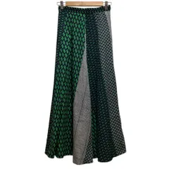 良品 UNITED ARROWS ユナイテッドアローズ マルチプリント ラップスカート 36 グリーン×ネイビー レディース 古着 中古 USED