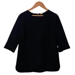 美品 MUSE de Deuxieme Classeミューズドゥーズィエムクラス ハーフスリーブブラウス ネイビー レディース 古着 中古 USED