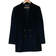 美品 LAPINE BLANCHE ラピーヌブランシュ ウールアンゴラ ダブルブレスト ジャケット コート サイズ11 ブラック レディース 古着 中古 USEDのサムネイル