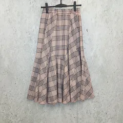 ROPE PICNIC ロペピクニックロングスカート チェック柄 ボリュームスカート レーヨン ウエストギャザー ピンク 38サイズ 〇□☆