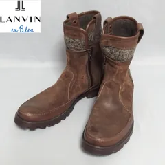 美品★LANVIN en blue サイドジップ スエード ツイード ショート ブーツ 86038 26.5cm 靴 シューズ ランバン オン ブルー★のサムネイル