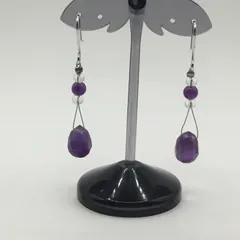 手造りピアス★天然石★アメジスト★フックピアス★ハンドメイド★ファッション★デザイン★ピアス★