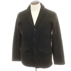 【中古】ナノユニバース nano universe アクリルナイロンウール ショールカラー カーディガン ブラックオリーブ【サイズL】【メンズ】
