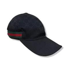 極美品 GUCCI グッチ GGキャンバス キャップ シェリーライン L 59cm ブラック 帽子 メンズ レディース ユニセックス　送料無料