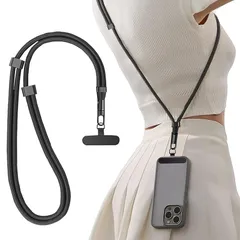 【新品】 [Seninhi] スマホストラップ 首掛け/斜め掛け/肩掛け 装着長さ40cm~80cm 瞬時の着脱で便利 長さ調節自由 ロックは360°回転するので スマホ全機種対応 タグパッチ ネックストラップ ショルダー 盗難防止 落下防止 散歩 通勤  0