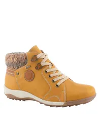 スプリングステップ レディース シューズ ブーツ・レインブーツ セーター ブーツ レース Spring Step Clifton LaceUp Booties with Sweater Cuff and ShockAbsorbing Sole Mustard