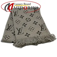 LOUIS VUITTON ルイヴィトン マフラー エシャルプ ロゴマニア 413287 グレー レディース/181950【中古】