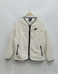 NIKE ナイキ ブラック バイカラー フリース ノーカラー フルジップアップ ジャケット / レディース 90 (L)