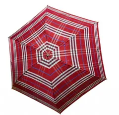 未使用 バーバリー 折りたたみ傘 雨傘 日傘 撥水加工 チェック レッド 赤 総柄 折り畳み傘 かさ BURBERRY レディース